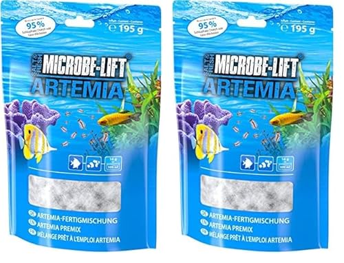 MICROBE-LIFT Artemia - 195 g - Komplettes Set mit Artemia-Eiern Plus Salz, bietet ideales Lebendfutter für die gesunde Ernährung von Aquarienfischen in Meer & Süßwasser. (Packung mit 2) von MICROBE-LIFT