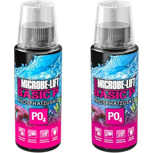 MICROBE-LIFT Basic P - 118 ml - Phosphat Zusatz zur kontrollierten Steigerung des PO4-Werts in Meerwasseraquarien, unterstützt Korallengesundheit. (Packung mit 2) von MICROBE-LIFT