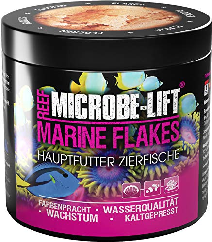 Microbe-Lift® - Marine Flakes | Flockenfutter | Fischfutter für Fische in jedem Meerwasseraquarium | Kaltgepresstes Futter, fördert Farbenpracht, Gesundheit und Wachstum von Fischen | Inhalt: 250ml von MICROBE-LIFT