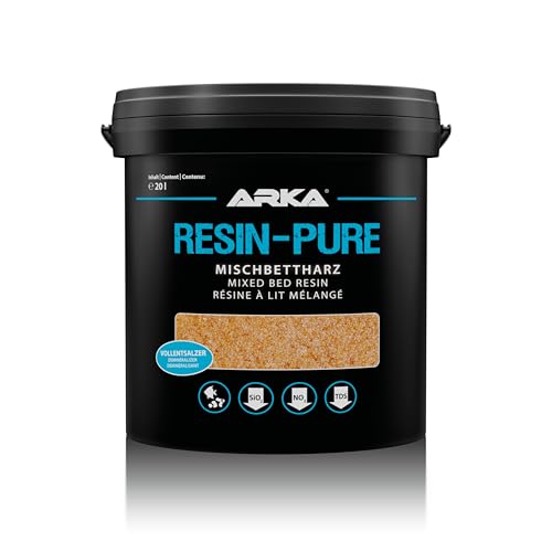 ARKA Resin-Pure - 20 L - Effektives Mischbettharz/Vollentsalzer entfernt effizient Silikat, Nitrat und TDS aus dem Aquariumwasser, optimal für den Einsatz mit Resinfiltern an Osmoseanlagen von ARKA