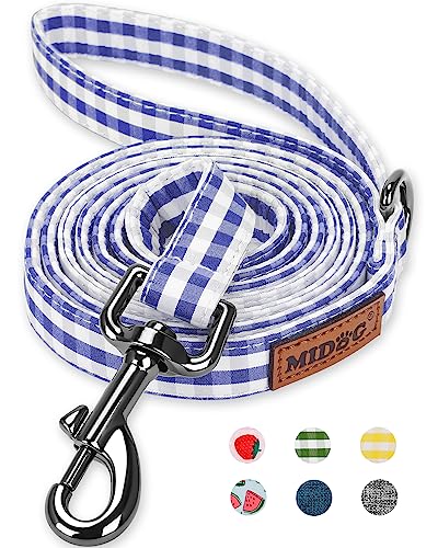 MIDOG Hundeleine, weich, gepolsterter Griff, Nylon, strapazierfähig, für kleine, mittelgroße und große Hunde, Spaziergänge und Training, 1,6 cm breit, Blau kariert von MIDOG