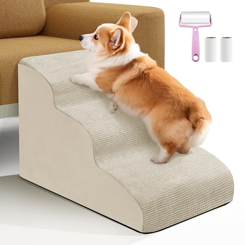 Hunderampe 3 Stufen für kleine Hunde und Katzen Strohgelb, Haustiertreppe für Sofa und Bett, rutschfeste Schaumstoff-Hundetreppe mit abnehmbarem waschbarem Bezug, Senden Fussel-Kleberoller-Set Hunderampe 3 Stufen für kleine Hunde und Katzen Strohgelb, Haustiertreppe für Sofa und Bett, rutschfeste Schaumstoff-Hundetreppe mit abnehmbarem waschbarem Bezug, Senden Fussel-Kleberoller-Set von MIDOUAUTOUK