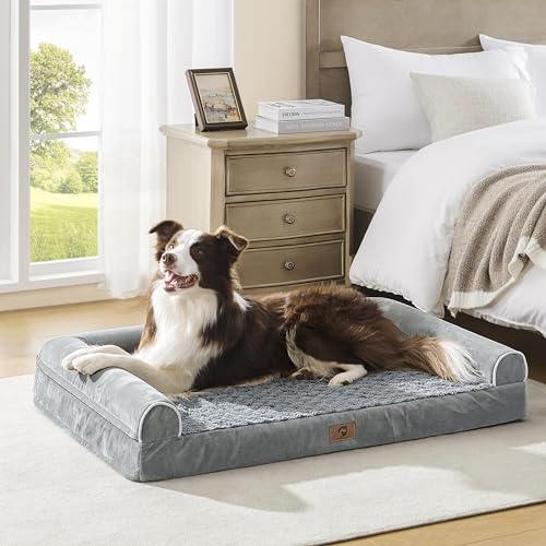 MIEUX PET Orthopädisches Hundebett für große mittelgroße Hunde hundesofa Waschbar Flauschig,GRAU,XL von MIEUX PET