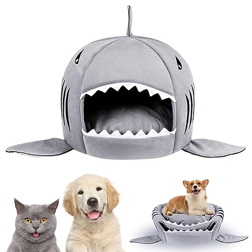 Katzen- und kleine Hundehütte, Haustierbett, Zelt, Hai-förmiges Haus, Haustierbett, Katzenbett, kleine Katzen- und Hundehöhle, Komfortbett, abnehmbares Haustierbett (Color : Gray) von MIGEDY