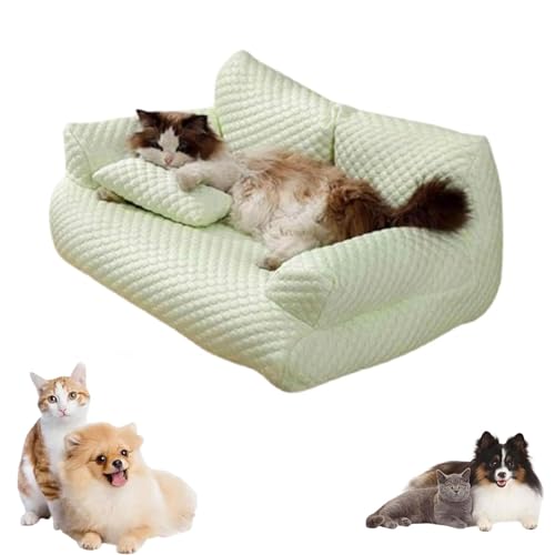 MIGEDY Kühlendes Haustierbett aus Eisseide, atmungsaktiv, waschbar, Schlafsofa for Hunde und Katzen, kühlendes Bett for den Sommer, Schlafen mit Cooler Eisseide for kleine Hunde(Green,2XL) von MIGEDY