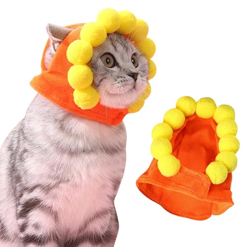 1 Stück Blumen-Kopfschmuck Kätzchen, Katze Hut Katze Kostüm, Welpenhut Haustier, Sonnenblumen Kostüm Mütze Kostüm, Haustier Dekoration für Haustier Party, Geburtstag Party Halloween Party von MIGIFTDY