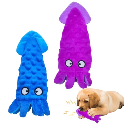 2 Pack Squeak Spielzeug, Hunde-Quietschspielzeug Krake, Squeaky Interaktive langlebige gefüllte Hund kauen Plüsch Hundespielzeug, für Welpen kleine und große Hunde Training und reduzieren (A) von MIGIFTDY