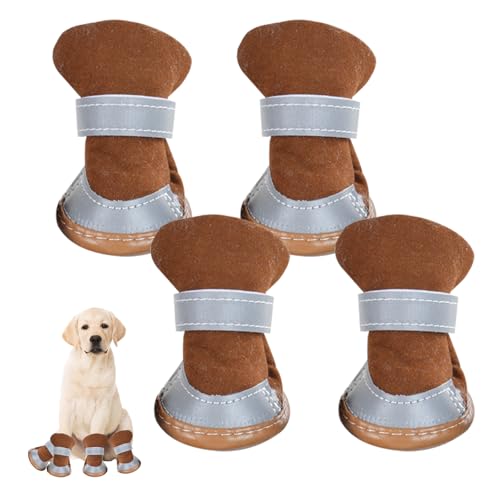 4 Stücke Plüsch Hundestiefel, Hundeschuhe Pfotenschutz, Atmungsaktiv Hundeschuhe, Hundestiefel aus Baumwolle, Verstellbarer Pfotenschutz, Pfotenschutz Hund, Plüsch Hundestiefel, für Kleine (A) von MIGIFTDY