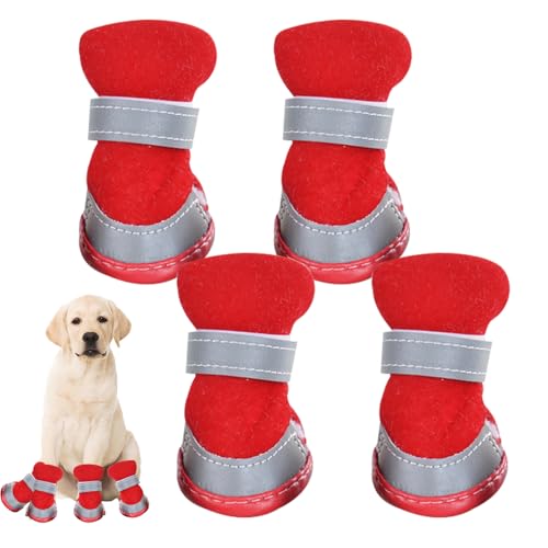 4 Stücke Plüsch Hundestiefel, Hundeschuhe Pfotenschutz, Atmungsaktiv Hundeschuhe, Hundestiefel aus Baumwolle, Verstellbarer Pfotenschutz, Pfotenschutz Hund, Plüsch Hundestiefel, für Kleine (C) von MIGIFTDY