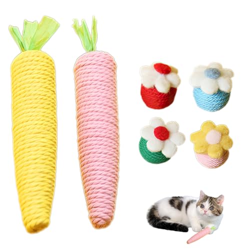 MIGIFTDY 6-Pack Katzenminze Spielzeug Interaktives Plüsch, Katzenminze Fisch Spielzeug für Katzen, Katze Biss Kauen Spielzeug, Kaktus Ball Karotte Spielzeug, Biss beständige Katze Nips Spielzeug von MIGIFTDY