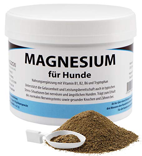 MIGOCKI Magnesium – 250 g – Premium Ergänzungsfuttermittel für Hunde – Unterstützung des gesunden Nervensystems für mehr Gelassenheit – Fördert einen lockeren Muskeltonus, gesunde Knochen und Zähne von ANDRÉ MIGOCKI TIERERNÄHRUNG