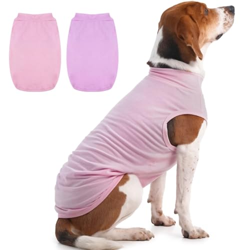 MIGOHI 2er-Pack Hunde-Shirts, weiche Hunde-Shirts, Hundebekleidung für große Hunde, Hunde-Shirts für Hündinnen und Rüden, atmungsaktives rosa Hemd für den Sommer, Pullover, Hunde-Shirts, Rosa und von MIGOHI