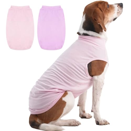 MIGOHI 2er-Pack Hunde-Shirts, weiche Hunde-Shirts, Hundebekleidung für große Hunde, Hunde-Shirts für Hündinnen und Rüden, atmungsaktives rosa Hemd für den Sommer, Pullover, Hunde-Shirts, Rosa und von MIGOHI