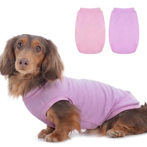 MIGOHI Ärmellose Hunde-Shirts für große Hunde, kühles Hunde-Shirt, für männliche und weibliche Hunde, Hunde-T-Shirt für Mädchen, Jungen, leichtes Hunde-Shirt, Rosa und Lila, 2 Stück von MIGOHI