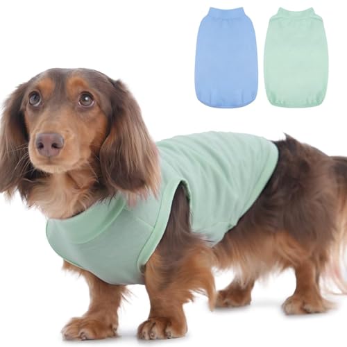 MIGOHI Ärmelloses Hunde-Shirt für große Hunde, kühles Hunde-Shirt, für männliche und weibliche Hunde, Hunde-T-Shirt für Mädchen, Jungen, leichtes Hunde-Shirt, Blau und Grün, 2 Stück von MIGOHI