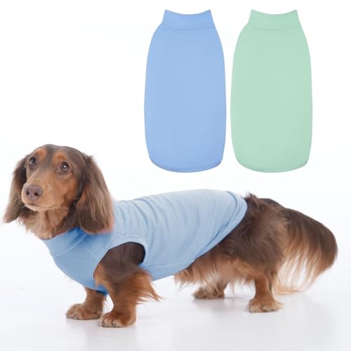 MIGOHI Ärmelloses Hunde-Shirt für große Hunde, kühles Hunde-Shirt, für männliche und weibliche Hunde, Hunde-T-Shirt für Mädchen, Jungen, leichtes Hunde-Shirt, Blau und Grün, 2 Stück von MIGOHI