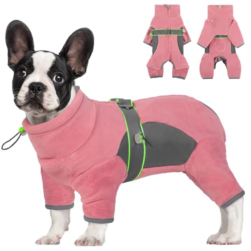 MIGOHI Fullbody Hundemantel für kleine Hunde, Warmer Fleece Hundepullover Rollkragen Hundepyjama für kaltes Wetter, Vierbeinige Winter Hundejacke Winddichter Haustier Pullover für kleine mittelgroße von MIGOHI