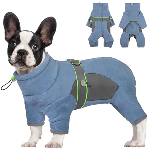 MIGOHI Ganzkörper Hundemantel für kleine Hunde, warmer Fleece-Hundepullover, Rollkragen, Hunde-Pyjama für kaltes Wetter, vierbeinige Winter-Hundejacke, winddichter Haustierpullover für kleine, von MIGOHI