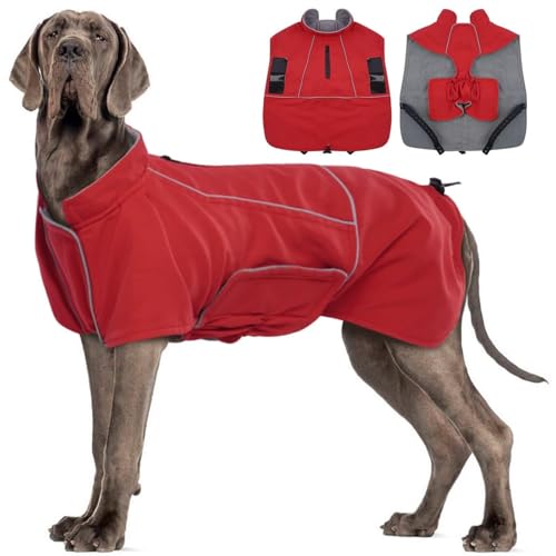 MIGOHI Hundejacke, 3XL, reflektierender Hunde-Wintermantel für große Jungen und Mädchen, perfekt für Camping und Wandern, Rot von MIGOHI