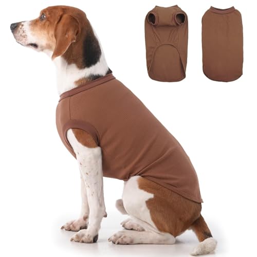 MIGOHI Hunde-Shirts, Kleidung, Hundekleidung, T-Shirt, Weste, weiches und leichtes Hunde-Shirt für große Hunde, coole Hemden, ärmellose Kleidung, atmungsaktive Kleidung, Sommer-Essentials, Braun, von MIGOHI