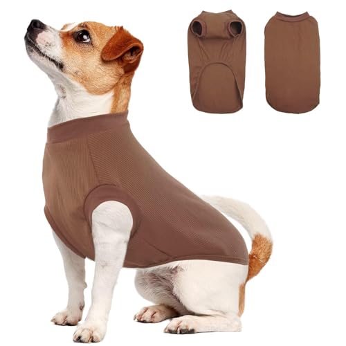 MIGOHI Hunde-T-Shirt, mittelgroße Hundewesten für den Sommer und heißes Wetter, Hunde-Sonnenhemd, UV-Schutz, Sommer-Hundekleidung, leicht, Braun, Größe M von MIGOHI