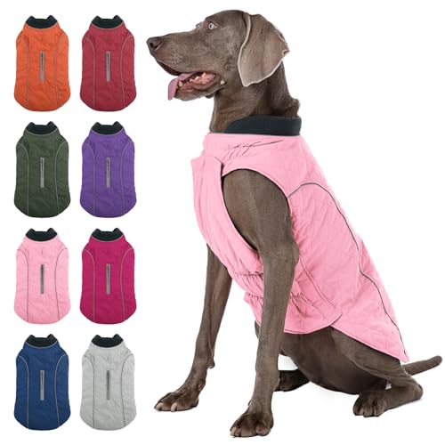 MIGOHI Hundejacke für den Winter, Winddichter Hundemantel mit reflektierenden Rändern für kaltes Wetter, Warme Hunde-Wintermäntel Gepolsterte Hundepufferjacken für kleine mittelgroße große Hunde, Rosa von MIGOHI