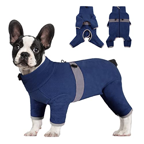 MIGOHI Kleine Hundemantel, Winter Fleece Hundejacke mit Beinen, Rollkragen Warme Hundepullover Weste Haustier Kaltes Wetter Mäntel mit Reflektierendem Riemen, Reißverschluss Hundebekleidung für von MIGOHI