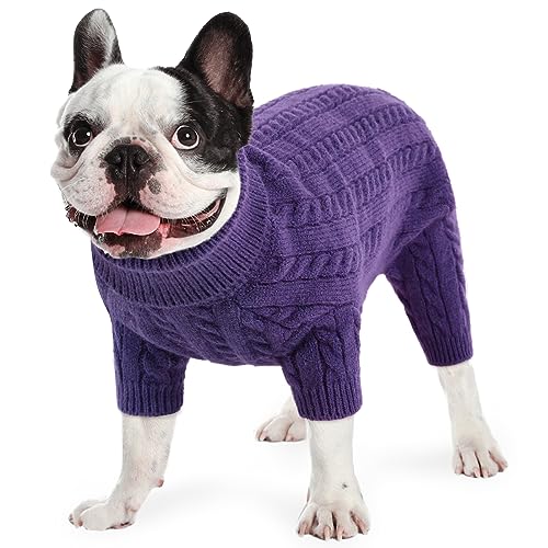 MIGOHI Kleine Hundepullover, Solid Rollkragenpullover für Junge Mädchen, Warmer Welpenpullover Sweater für kleine Hunde, Dicker Herbst Winter Hundepullover für Bulldogge, Yorkie, Chihuahua, Bulldogge, von MIGOHI