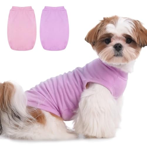 MIGOHI Leichte Hunde-Shirts, weiche Hunde-T-Shirts für mittelgroße Hunde, Jungen und Mädchen, rosa Hemd für Hunde, mittelgroße Hunde-Shirts für weibliche Männer, Chihuahua-Hemd, Rosa und Lila, Größe von MIGOHI