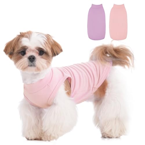 MIGOHI Leichte Hunde-Shirts, weiche Hunde-T-Shirts für mittelgroße Hunde, Jungen und Mädchen, rosa Hemd für Hunde, mittelgroße Hunde-Shirts für weibliche Männer, Chihuahua-Hemd, Rosa und Lila, Größe von MIGOHI