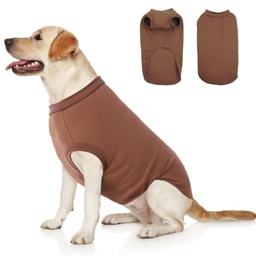 MIGOHI Sommer-Hundekleidung, Hundeshirt für 2XL Hunde, leichtes Hemd für heißes Wetter, UV-Schutz, atmungsaktive Haustier-Sommerkleidung, Braun, Größe XXL von MIGOHI