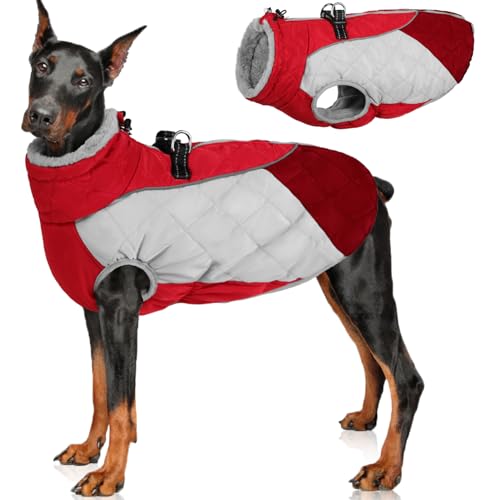 MIGOHI Warmer Hundemantel, Reflektierender Hunde-Wintermantel, Winddichte Hundejacke, Rollkragen-Hund Kaltwettermäntel mit Reißverschluss hinten, Dicke Fleece gefütterte Hunde-Winterweste für kleine von MIGOHI