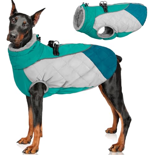 MIGOHI Warmer Hundemantel, Reflektierender Hunde-Wintermantel, Winddichte Hundejacke, Rollkragen-Hundemantel, Kaltwettermäntel mit Reißverschluss hinten, Dicke Fleece-gefütterte Hunde-Winterweste für von MIGOHI