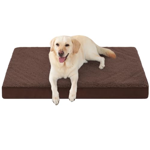 MIHIKK Extra großes Hundebett mit abnehmbarem, waschbarem Bezug, orthopädisches XXL-Hundebett, 121,9 cm, großes Hundebett, große Hundematratze, Braun von MIHIKK