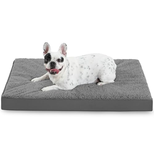 MIHIKK Mittelgroßes Hundebett mit abnehmbarem, waschbarem Bezug, orthopädisches Hundebett, wasserdichtes Haustierbett, flache Hundebetten, mittelgroße Hundematratze, Dunkelgrau, 76,2 cm von MIHIKK