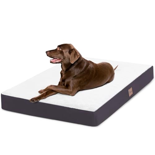MIHIKK Wasserdichtes Hundebett, groß, mit maschinenwaschbarem Bezug, orthopädisches Hundebett mit rutschfester Unterseite, 91,4 x 68,9 cm, Beige von MIHIKK