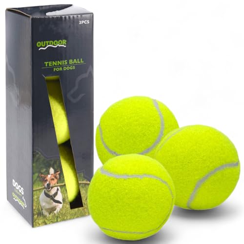 MIJOMA Hundetennisbälle Set, 3er Pack ø 6 cm, Ideal für Apportierspiele, Interaktives Hundetraining, Robuste Bälle, Springen Gut für Indoor & Outdoor, Designs (Gelb) von MIJOMA