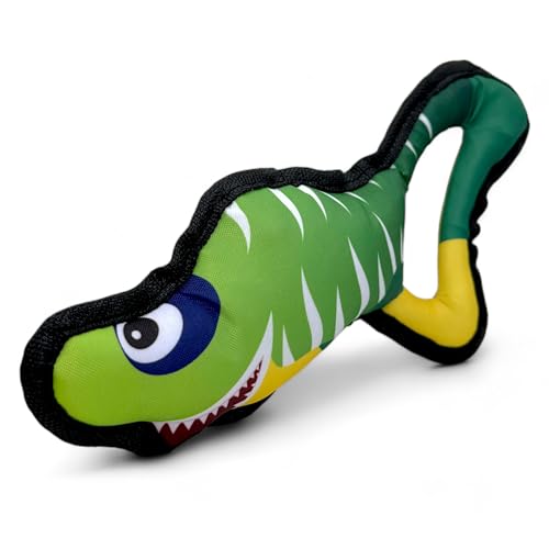 MIJOMA Robuster Stoff-Hai Hundespielzeug - Wasserdicht, Quietschend & Schwimmfähig, Aus Liebe zum Abenteuer, 30x15x5cm, 100% Polyester (Grün) von MIJOMA