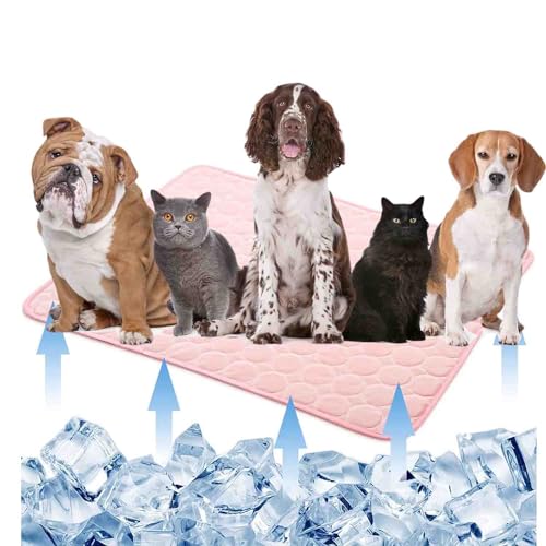 MIKITOYzone Pet Selbstkühlende Hundematte, Eisseide, Kühlmatte für Hunde, waschbar, tragbar (Rosa, 71,1 x 99,1 cm) von MIKITOYzone