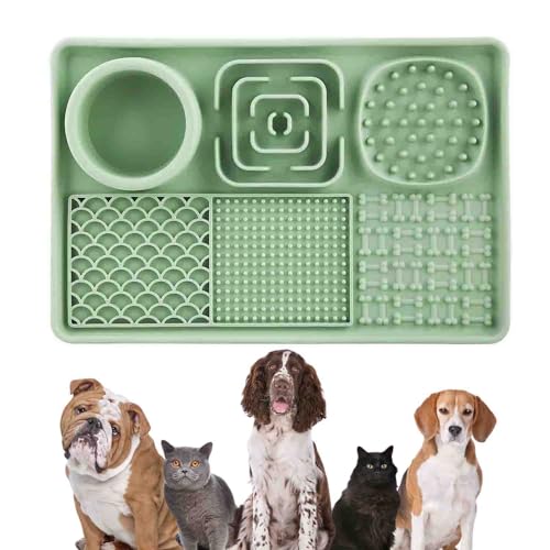 MIKITOYzone Slow Feed Silikonmatte für Hunde, Saugnapfbasis, Angstlinderung, Futter & Wasser (Grün, Einheitsgröße) von MIKITOYzone