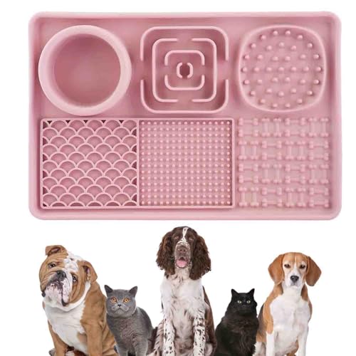 MIKITOYzone Slow Feed Silikonmatte für Hunde, Saugnapfbasis, Angstlinderung, Futter & Wasser (Rosa, Einheitsgröße) von MIKITOYzone