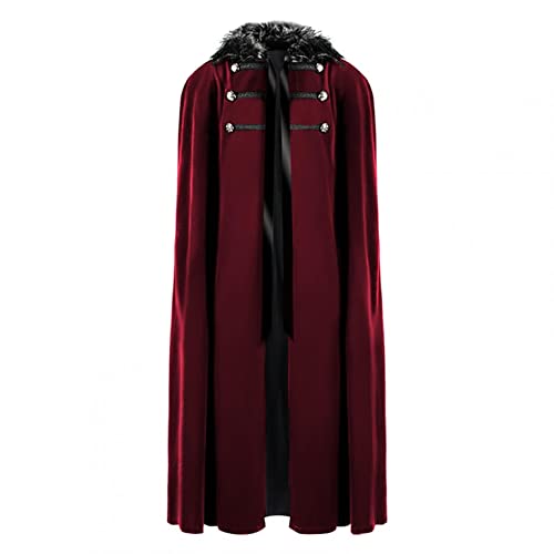 Mittelalter Poncho Umhang Herren Damen Überwurf Kragen Langer Umhang Reversjacke Gothic Oversize Mäntel Winter Cosplay Uniform Kostüm Top Bluse von MILAX