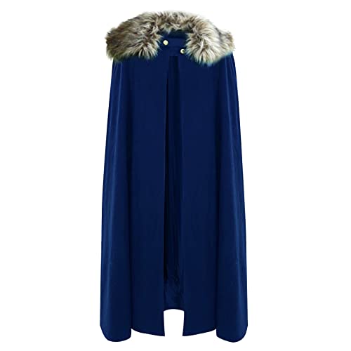 Mittelalter Poncho Umhang Herren Damen Überwurf Kragen Langer Umhang Reversjacke Gothic Oversize Mäntel Winter Cosplay Uniform Kostüm Top Bluse von MILAX