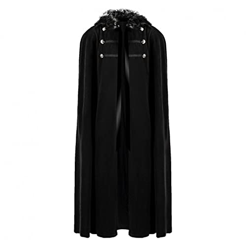 Mittelalter Poncho Umhang Herren Damen Überwurf Kragen Langer Umhang Reversjacke Gothic Oversize Mäntel Winter Cosplay Uniform Kostüm Top Bluse von MILAX