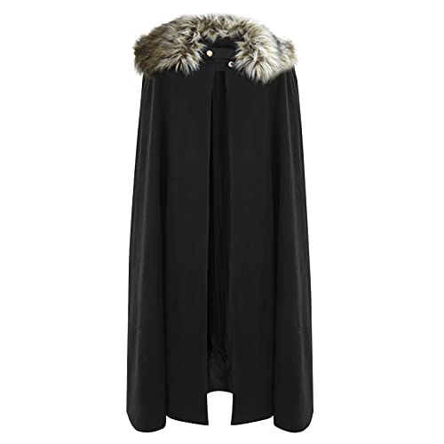 Mittelalter Poncho Umhang Herren Damen Überwurf Kragen Langer Umhang Reversjacke Gothic Oversize Mäntel Winter Cosplay Uniform Kostüm Top Bluse von MILAX