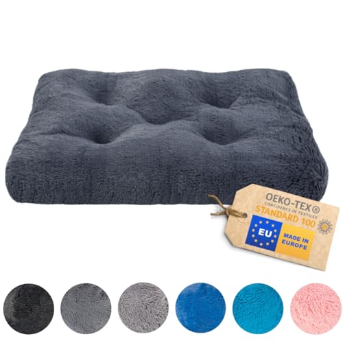 MIMIKO Pets - Hundebett & Katzenbett - Shaggy Rechteckig | L (65x45cm) Graphit | Flauschig Hundekissen | waschbar Dog Bed & Cat Bed | Hundebett Grosse Hunde & Mittelgroße Hunde & Kleine Hunde von MIMIKO Pets