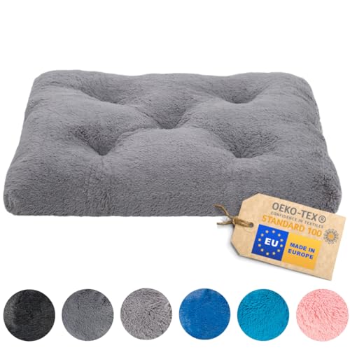 MIMIKO Pets - Hundebett & Katzenbett - Shaggy Rechteckig | L (65x45cm) Grau | Flauschig Hundekissen | waschbar Dog Bed & Cat Bed | Hundebett Grosse Hunde & Mittelgroße Hunde & Kleine Hunde von MIMIKO Pets