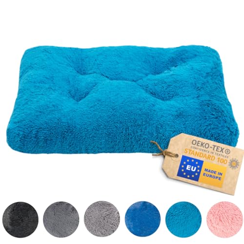 MIMIKO Pets - Hundebett & Katzenbett - Shaggy Rechteckig | L (65x45cm) Türkisfarben | Flauschig Hundekissen | waschbar Dog Bed & Cat Bed | Hundebett Grosse Hunde & Mittelgroße Hunde & Kleine Hunde von MIMIKO Pets