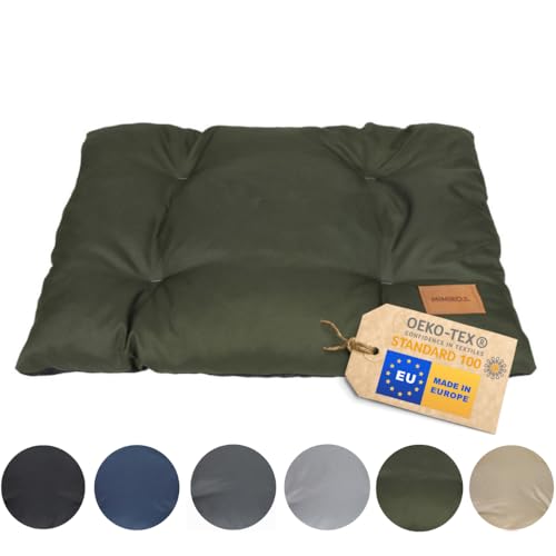 MIMIKO Pets - Wasserdichtes Waschbar Hundebett L [ 70 x 50 cm ] Khaki - Öko-Tex - Hypoallergen Hundematte Grosse & Mittelgroße Hunde zubehör | Hundebett Outdoor | Schnelltrocknende Hundebetten von MIMIKO Pets