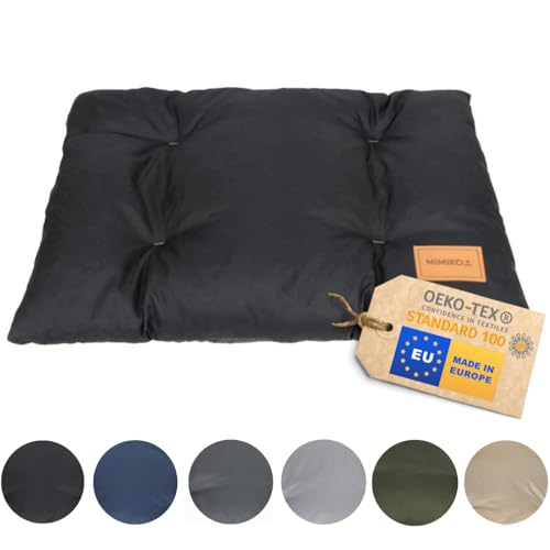 MIMIKO Pets - Wasserdichtes Waschbar Hundebett L [ 70 x 50 cm ] Schwarz - Öko-Tex - Hypoallergen Hundematte Grosse & Mittelgroße Hunde zubehör | Hundebett Outdoor | Schnelltrocknende Hundebetten von MIMIKO Pets